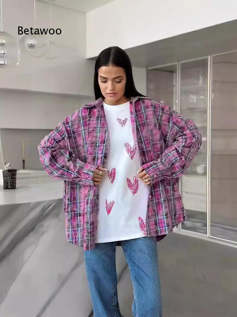 Oversized Loose Plaid Shirt Fo - Fashion Street Night recension och pris