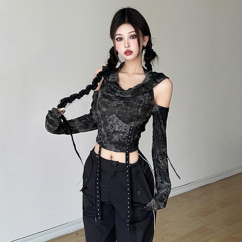 Off Shoulder Hoodie Long Sleev - Street Fashion Y2K recension och pris